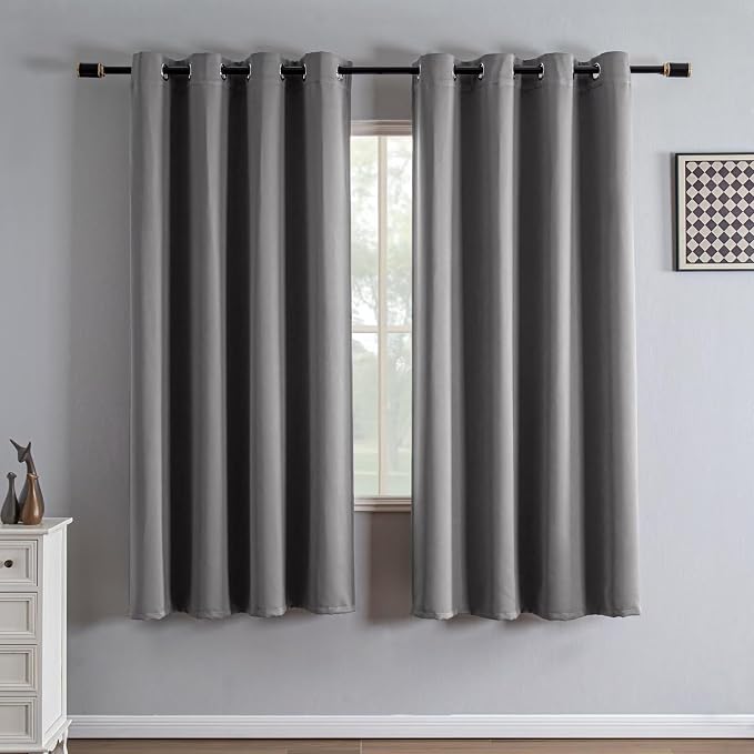 IGEMAEVE Blackout Curtains for Bedroom Grommets Light Grey 35" W x 72" L | by IGEMAEVE