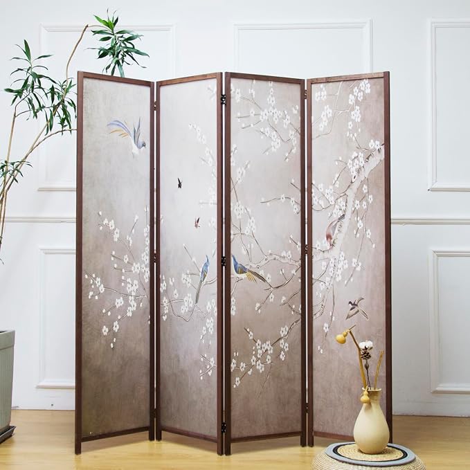 4 Panel Room Divider, 5.6 ft Tall Blackout Folding Privacy Screen - Image 2