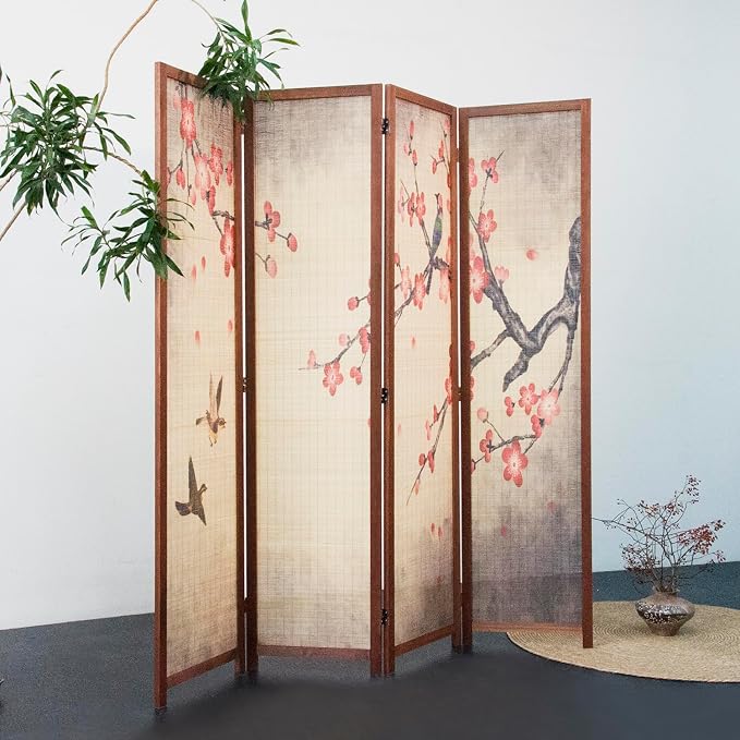 4 Panel Bamboo Room Divider for Room Separation, 5.6 ft Tall Double-Sided - Image 4