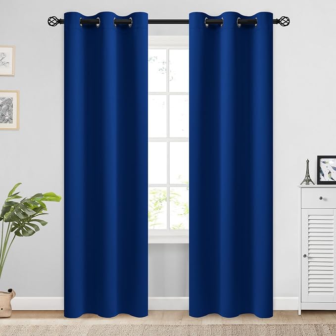 COSVIYA Grommet Room Darkening Royal Blue Curtains 84 inch by COSVIYA