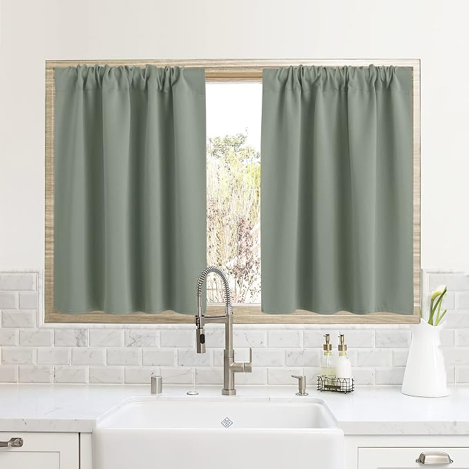 RYB HOME Blackout Curtains French Door Curtain Window Covering Rod Pocket | by RYBHOME