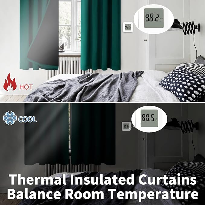 BGment Christmas Green 100% Blackout Curtains - Image 4