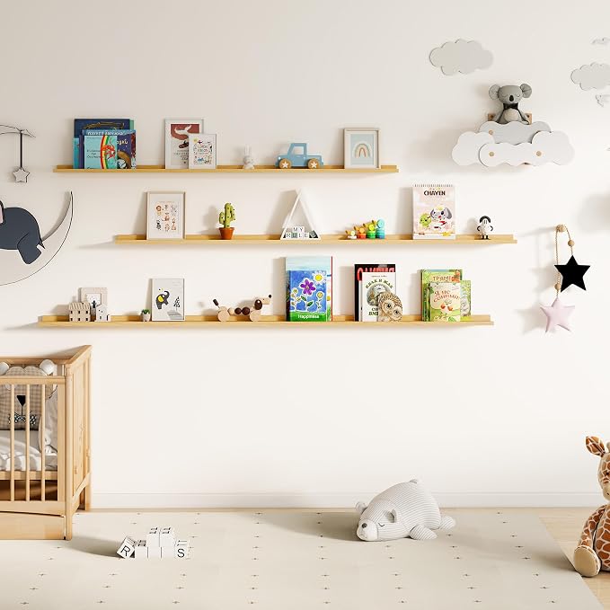 Floating Picture Ledge Shelves for Wall Set of 2, 72 Inches Picture Ledge Shelf - Image 7