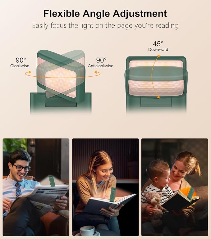 Gritin Book Light Rechargeable, Clip on LED Reading Light - Image 6