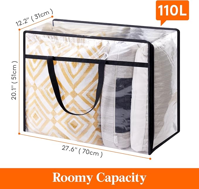 Lifewit 3 Pack Clear Clothes Storage Bags, 110L Plastic Blanket Storage Bag - Image 4