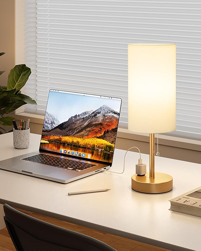 17.4" Gold Bedside Table Lamps Set of 2 - Image 5