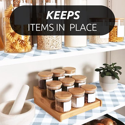 RAY STAR 18X96 Inch Shelf Liner for Kitchen Cabinets, Non-Adhesive Cabinet Liner Washable, PVC Drawer Liner for Dresser Non-Slip Bathroom (Plaid)(5 Roll)