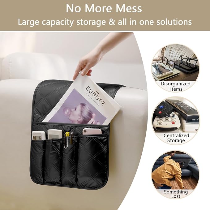 Remote Control Holder for Armchair, Couch Recliner Chair Caddy, Non-Slip Arm - Image 6