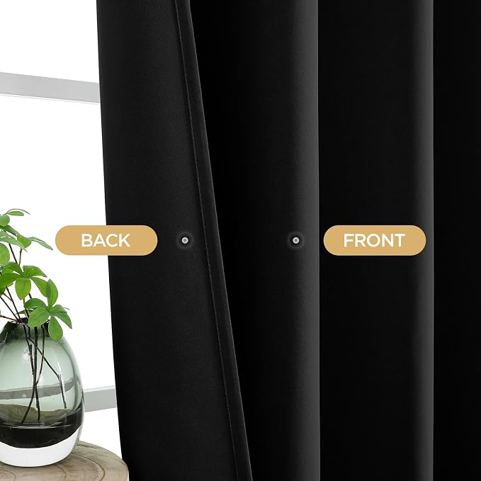 CUCRAF Black Blackout Curtains 45 Inches Long, Thermal Insulated Noise Reducing - Image 9
