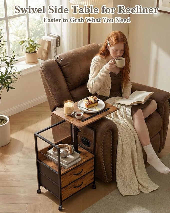 Faesun Swivel Lift Top Nightstand - Image 6