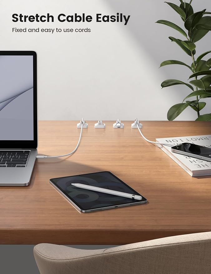 Lamicall 5 Pack Spring Fixed Cord Holder Clips, Desk Cable Organizer | - Image 4