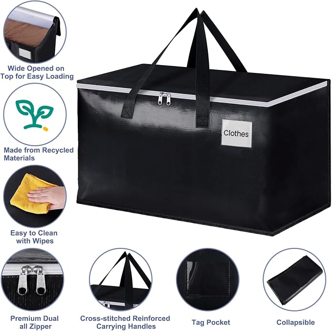 StorageRight Moving Bags, Moving Boxes, 93L 8-Pack Sotrage Bags Totes, - Image 3