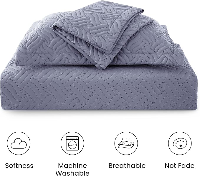 Love's cabin Quilts for Queen Bed Bluish Grey Bedspreads Bedding Set - Image 6