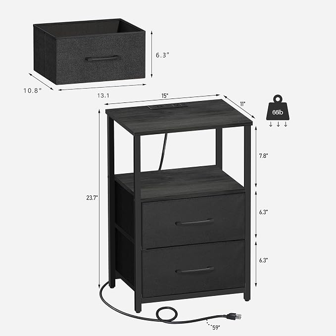TUTOTAK Nightstands Set of 2, End Table - Image 3