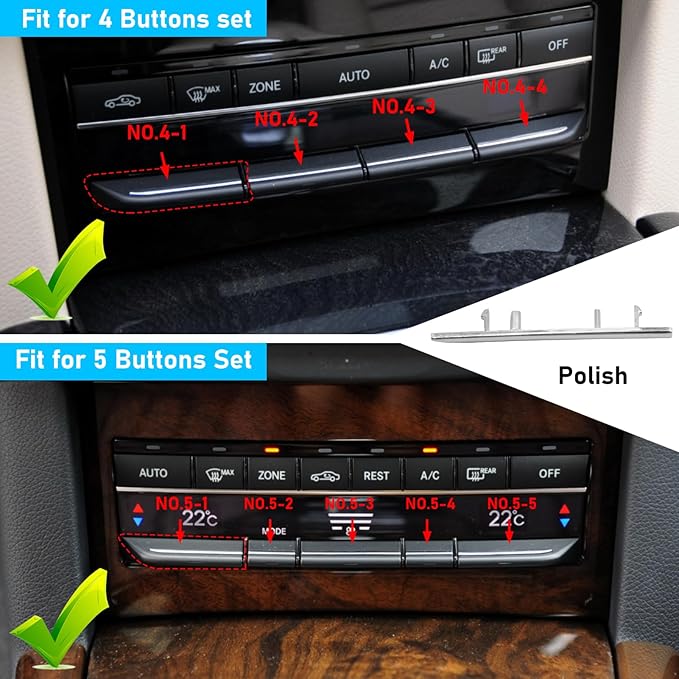 Jaronx Compatible with Mercedes Benz AC Button Trim E Class W212, Temperature Climate Control Button Sliver Chrome Trim for E Class W212 E63 AMG E250 E350 E400 E550 2010-2017(Polished)