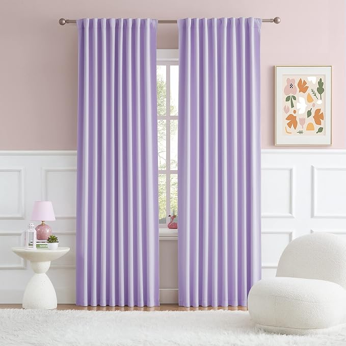 Lavender Curtains Room Darkening，Rod Pocket and Back Tab Thermal Insulated by DUALIFE