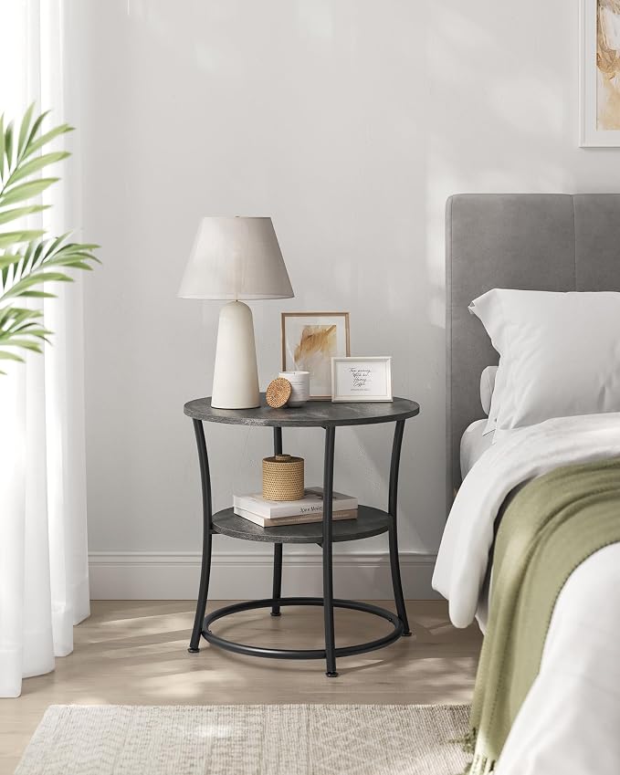 VASAGLE 21.7-Inch Round Side Table, 2-Tier End Table | Nightstand - Image 6