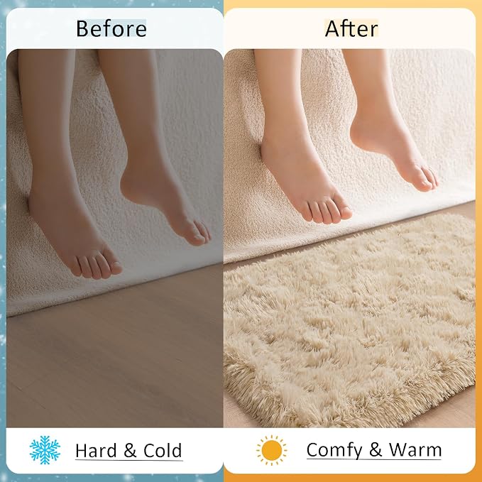 HOMORE Small Rugs for Bedroom 2x3 Feet Beige Rug for Bedside Living Room | Soft - Image 5