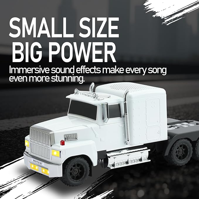 WSTER American Truck Bluetooth Speaker with HD Sound, TWS Pairing, LED Party Light, Operation Panel, Built-in Mic, Portable Car Model Speaker for Parties, Beach, Outdoor Activities (White)