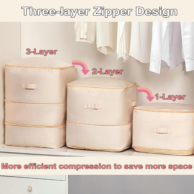 Comforter Storage Bag, Bedding & Blanket Self Compression Storage Organizer | - Image 4