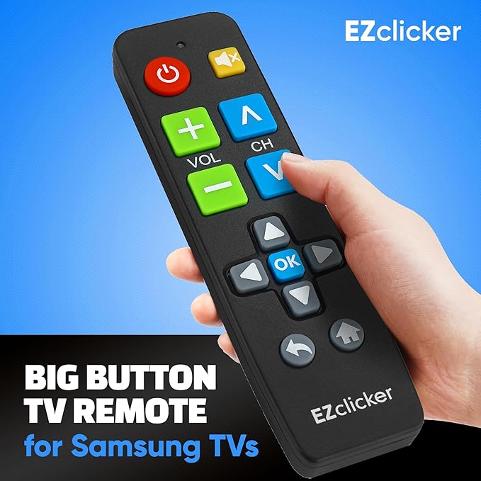 Samsung Replacement TV Remote Compatible with Samsung TV's ONLY (Black) Big Button TV Remote Control, Simplified and Easy to Use (2xAAA Batteries not Included)