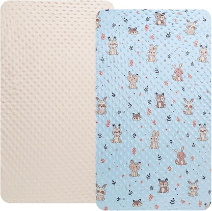Dot Bassinet Sheet Set 2 Pack Stretch Fitted Cradle Sheets,Ultra Soft,Universal Fit Oval Rectangle Hourglass Pad/Mattress, for Baby Girls and Boys Cream, Rabbit