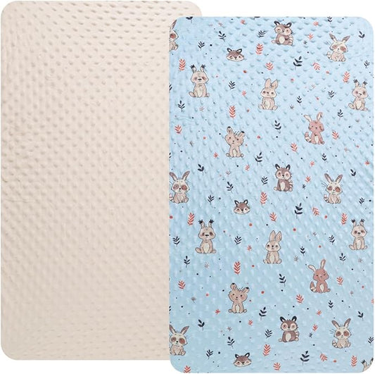 Dot Bassinet Sheet Set 2 Pack Stretch Fitted Cradle Sheets,Ultra Soft,Universal Fit Oval Rectangle Hourglass Pad/Mattress, for Baby Girls and Boys Cream, Rabbit