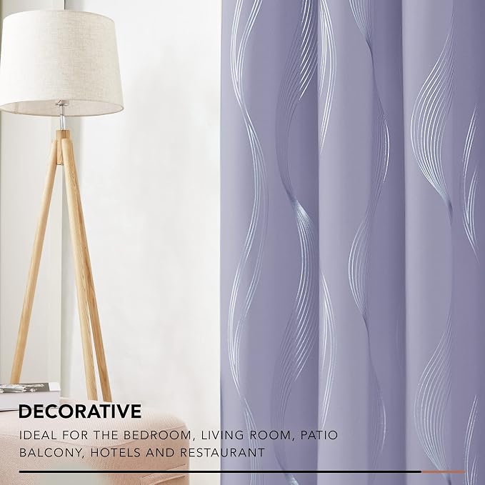 Deconovo Curtains for Living Room, Pattern Blackout Curtains 63 Inches Long | - Image 3