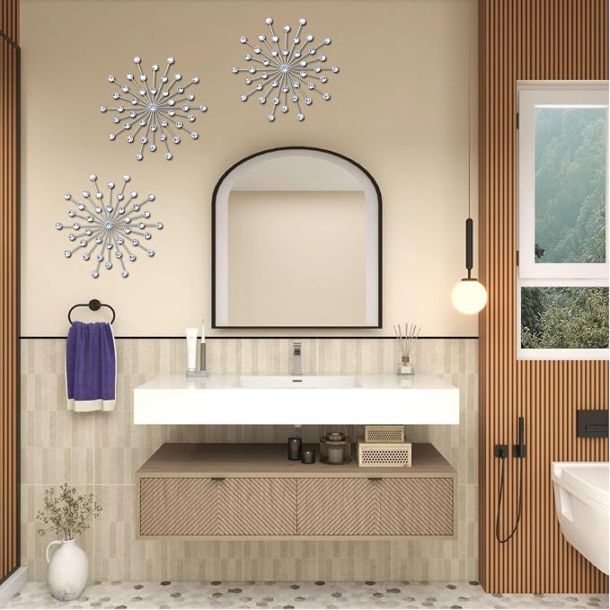 ZEXUIRU 3 Set Silver Starburst Wall Art - Image 4