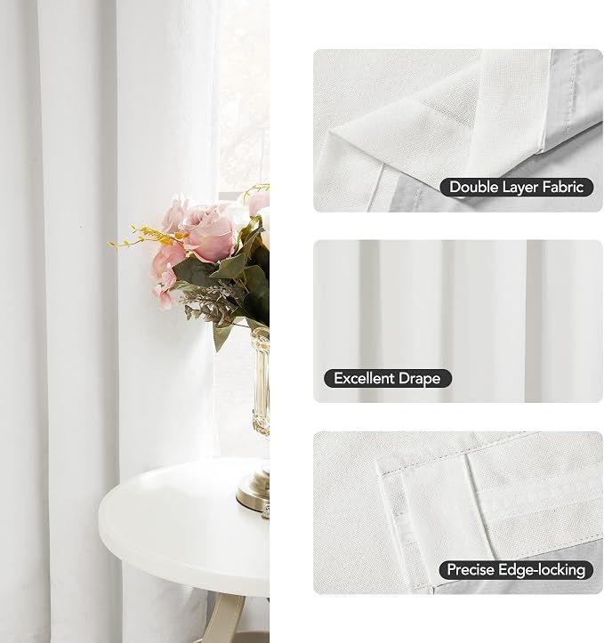 Deconovo 100% Blackout Linen-Blend Curtains 52" x 84" – Thermal Insulated - Image 6
