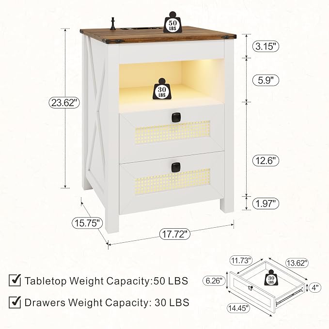LED Bedside Table Set of 2 - Image 2