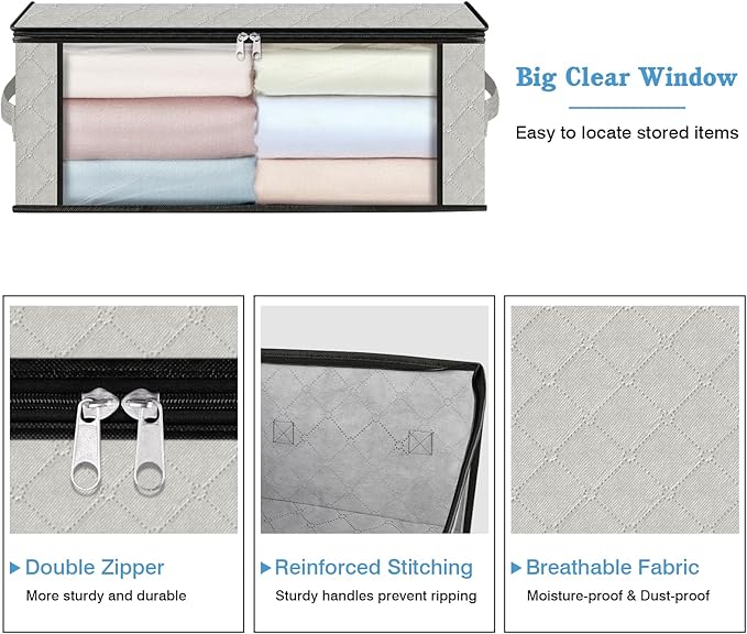 HomeHacks 4-Pack Clothes Organizer Storage Bags, 35L Storage Bins, Reinforced - Image 4