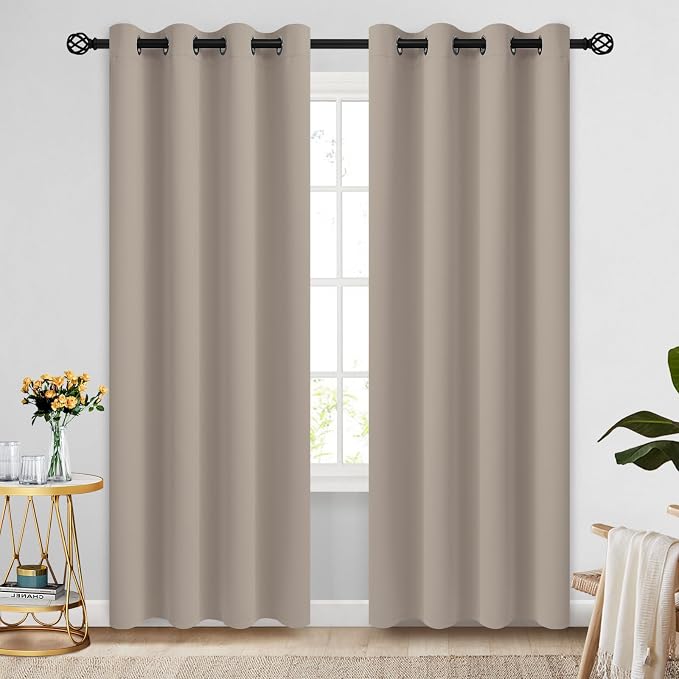 COSVIYA Grommet Room Darkening Natural Curtains 90 inch Long by COSVIYA