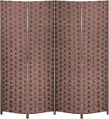 Room Divider Wall Divider 6FT 4 Panels Wood Mesh Hand-Woven Indoor Room Screen by Dopinmin