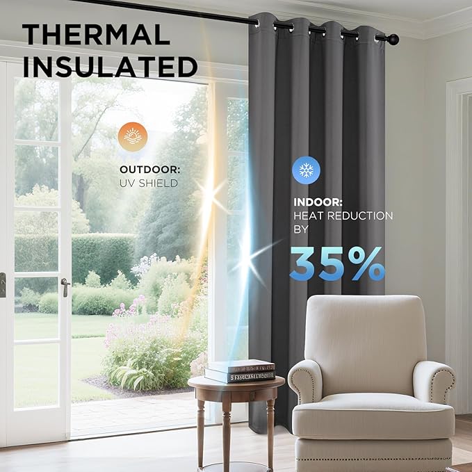 Joydeco Long Blackout Curtains for Bedroom & Living Room 120 Inch 2 Panels | - Image 4