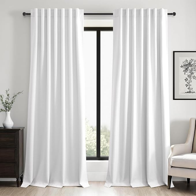Topfinel 95 inch Living Room Curtains 2 Panels 100% Blackout Linen Texture by Topfinel