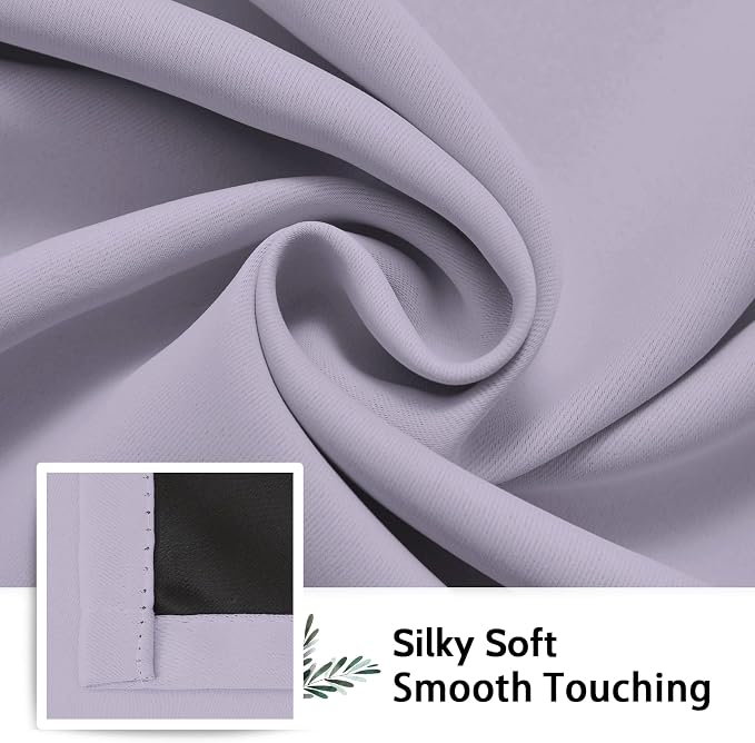 SimpleHome Lilac 100% Blackout Curtains Room Darkening Living Room 45 Inch | - Image 7