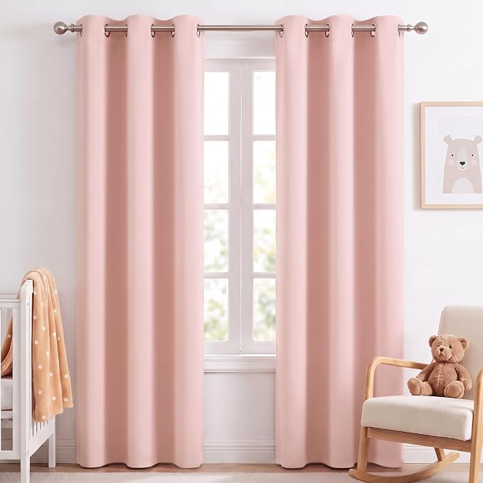 NICETOWN Blush Pink Room Darkening Curtains 84 Inches Long 2 Panels by NICETOWN