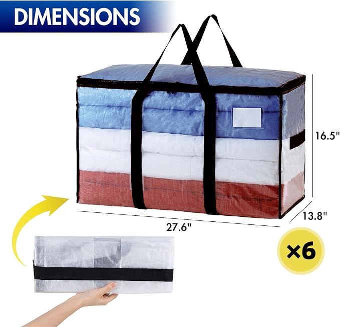 TAILI 6 Pack Clear Extra Large Moving Bags, Storage Bag - Image 3