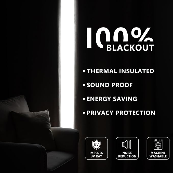 IGEMAEVE Blackout Curtains for Bedroom Grommets Linen 52" W x 84" L | Living - Image 7