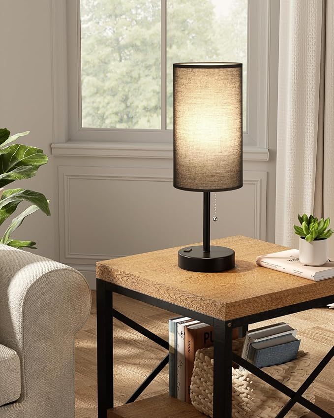 17.4" Black Bedside Table Lamps Set of 2 - Image 7