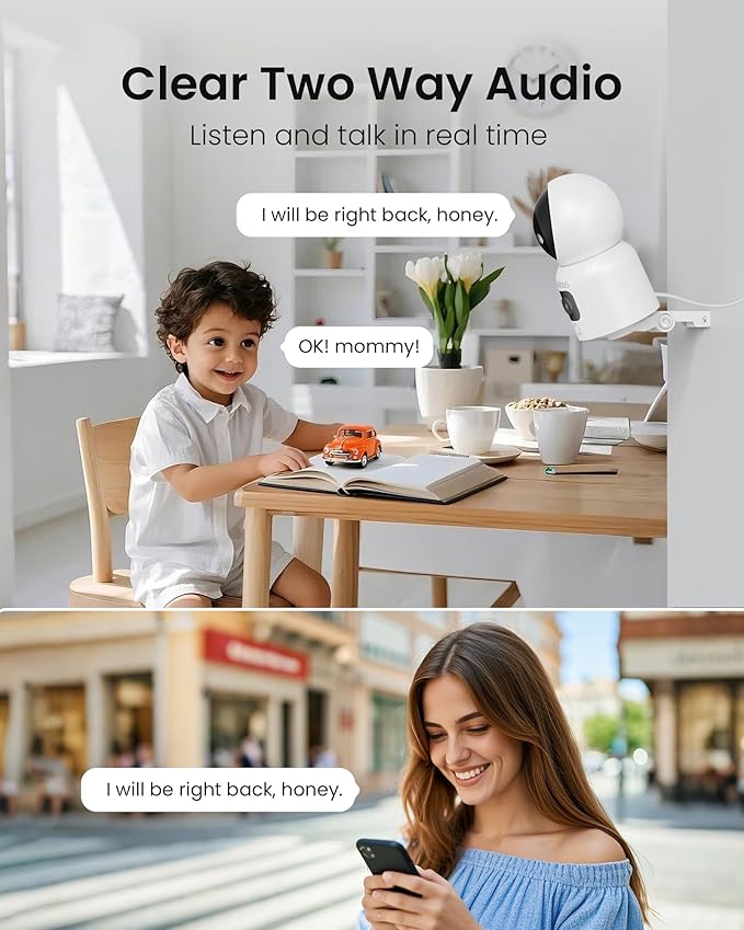 Anlapus 4 x A51D 4MP Dual Lens(2MP+2MP) Indoor Security Camera, Motion Detect, Auto Track, Plug-in, 360° WiFi Pan/Tilt Camera, 2.4GHz WiFi, Two-Way Talk, Light & Siren Alert, Memory Card Not Include