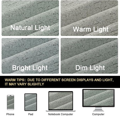 PrinceDeco Linen 100% Blackout Curtains 84 Inches Length 2 Panels Set Grommet Curtains for Living Room Bedroom Thermal Insulated and Room Darkening Linen Curtains with White Liner,Green Bay,W42 X L84