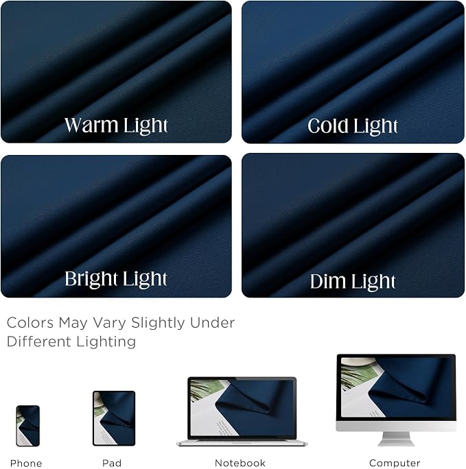 CUCRAF Navy Blue Blackout Curtains 72 inch Length 2 Panels Set, Room Darkening - Image 4