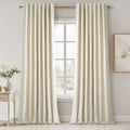 95 Inches Length Cream Colored Custom Blackout Linen Curtains Ivory Cream Pinch by Topfinel