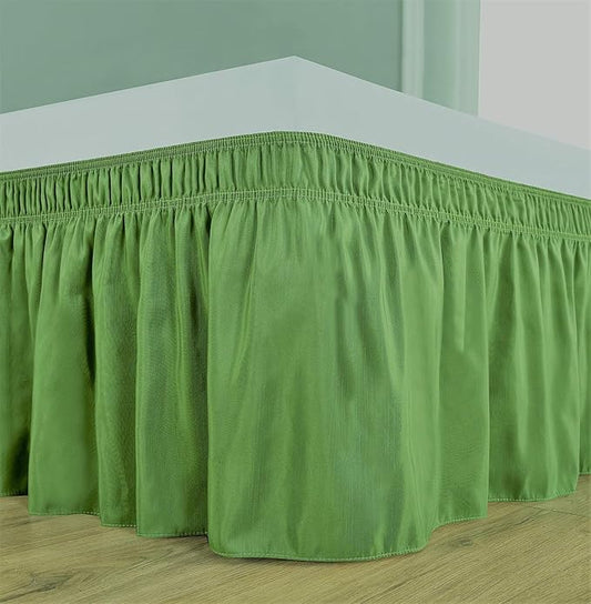 Sage Wrap Around Bed Skirts with 16" Drop - Three Sides Fabric Adjustable Elastic Dust Ruffle Silky Soft -600 TC Stretchy Bed Skirt-RV King(72"X 80") Sage