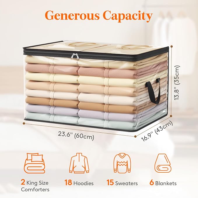 Lifewit 8 Pack Clear Clothes Storage Bags, 90L Plastic Blanket Vinyl Foldable - Image 4