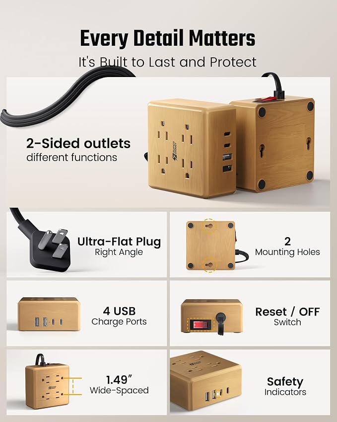 USB Power Strip Surge Protector - Image 8