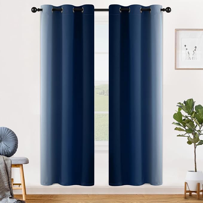SimpleHome Ombre Blue to Grey White Curtains - Image 2