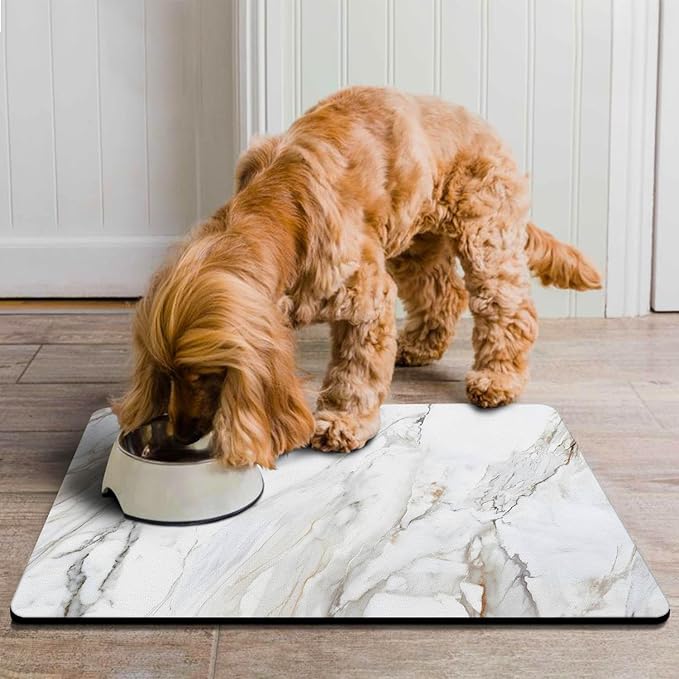 Dog Food Mats for Floors Absorbent, Pet Cat Food Mat - Quick Dry Dog Bowl Mats for Food and Water, Eco-Friendly Boho Pet Supplies